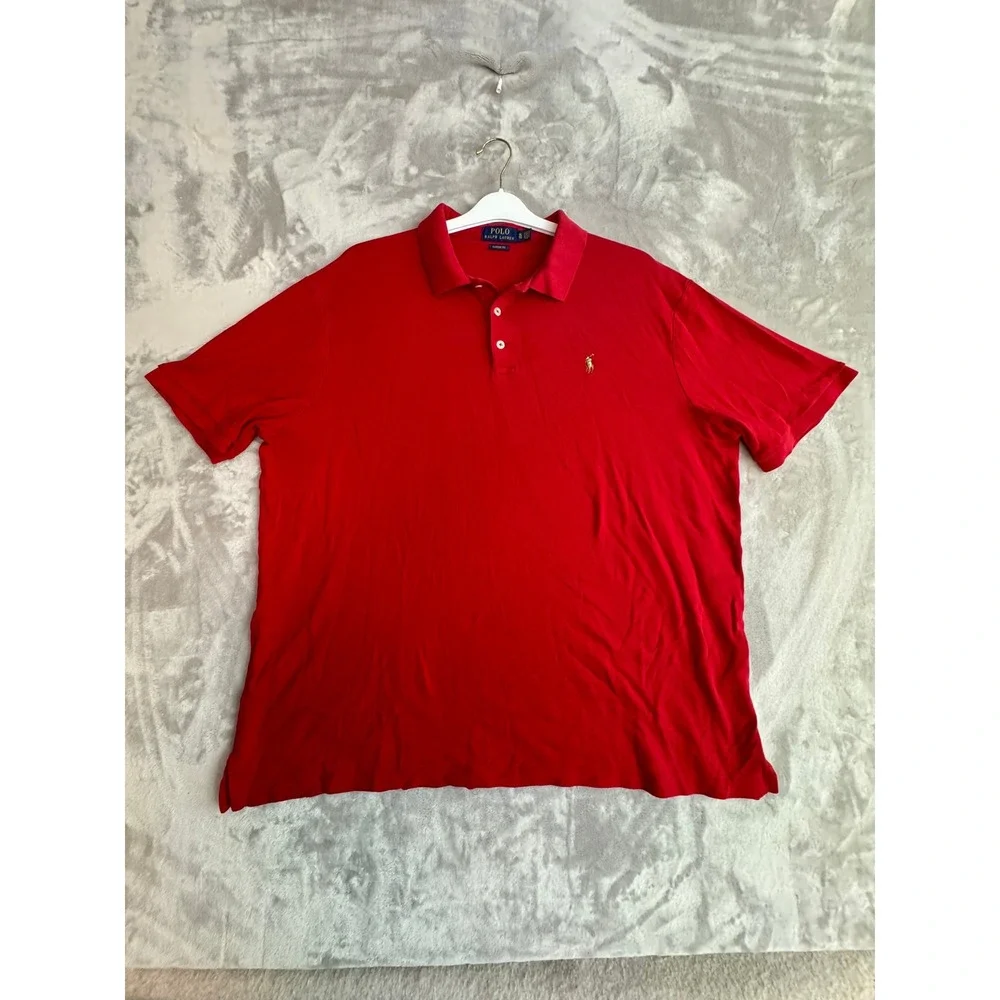 Polo Ralph Lauren Mens XL Classic Fit Red Short Sleeve Pique Polo Shirt‎ Logo
